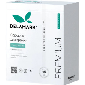 Концентрований безфосфатний пральний порошок Delamark Premium Line Universal з ефектом кондиціонера, 1 кг